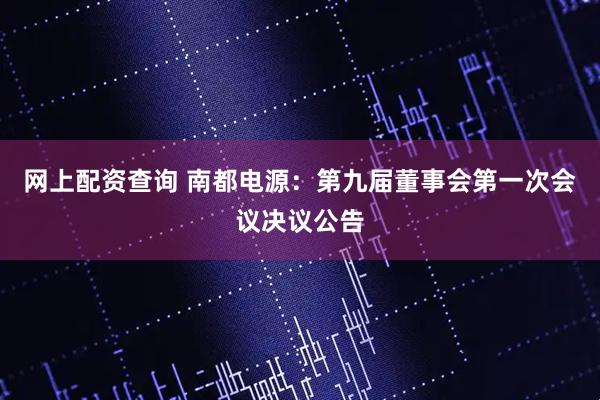 网上配资查询 南都电源：第九届董事会第一次会议决议公告