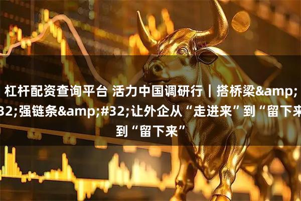 杠杆配资查询平台 活力中国调研行｜搭桥梁&#32;强链条&#32;让外企从“走进来”到“留下来”