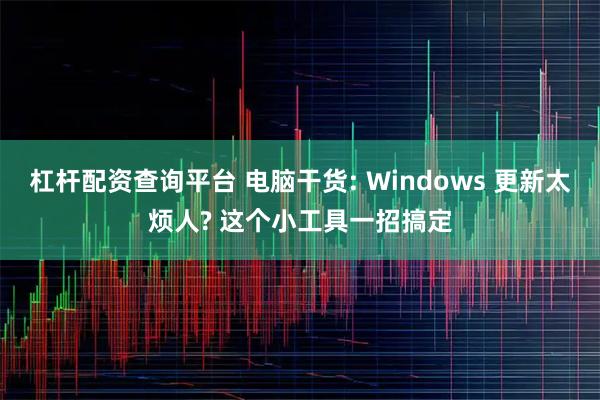 杠杆配资查询平台 电脑干货: Windows 更新太烦人? 这个小工具一招搞定